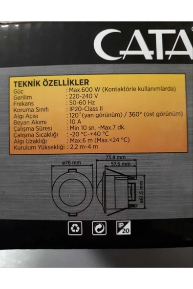 Cata Sıva Altı Sensörü 9242 - Resim 3