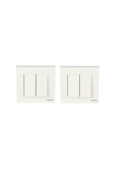 Netelsan Byobu Ikili Anahtar - Komütatör 1.kalite Beyaz Renk (ÇERÇEVE DAHİL) 2 Adet ürün görseli 1