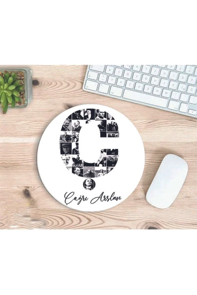 TMBN design Kişiye Özel Atatürk Resimleri ile Bezenmiş Ç harfli isimli baskılı mousepad ürün görseli 1