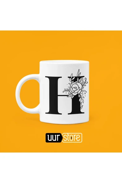 UUR STORE H Harfi Baskılı Porselen Kupa 330ml ürün görseli 1