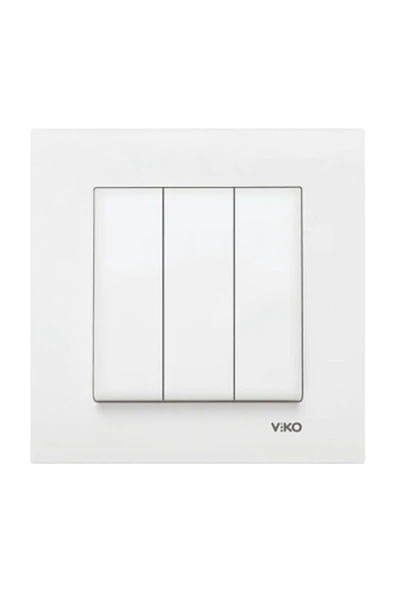 VİKO 90967068 - Karre Üçlü Anahtar Beyaz Çerçeveli ürün görseli 1