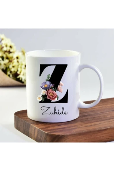 hediyetrendim Beyaz Zahide Isimli Z Baş Harf Baskılı Kupa ürün görseli 1