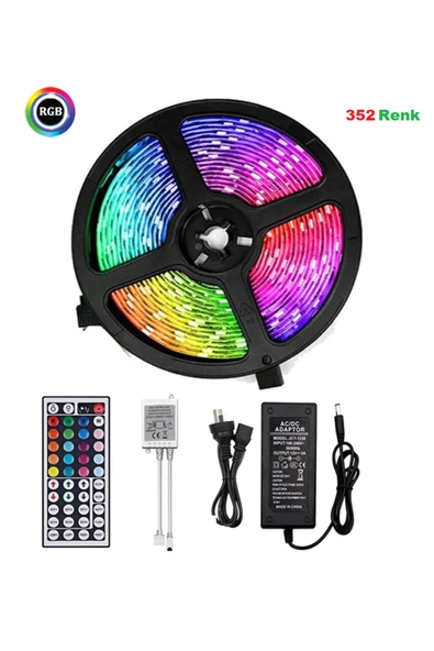 Cata Ct-4558 Rgb Şerit Led Seti ( 5 Mt Rgb Led 15 Renk + Trafo + Rgb Kumanda ) ürün görseli 1