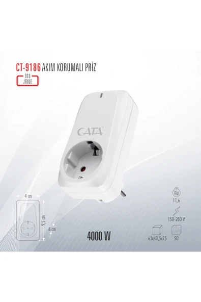 Cata CT-9186 AKIM KORUMALI PRİZ ürün görseli 1