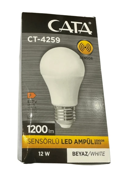 Cata CT-4259 12W 6400K (Beyaz Işık) Sensörlü E27 Duylu Led Ampul (2 Adet) ürün görseli 1