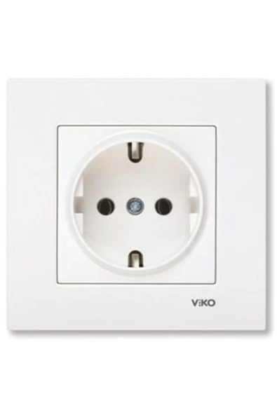 VİKO Karre Topraklı Priz - Beyaz (çerçeve Dahil) 90967008 ürün görseli 1