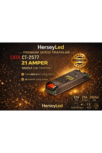 Cata CT-2577 21 Amper 12V Şerit Led Trafosu (Slim-Fansız) ürün görseli 1
