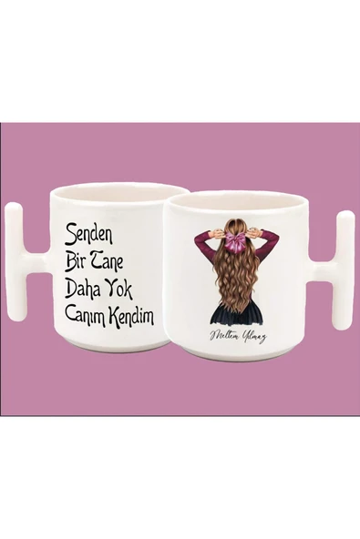 hesaplisiburada İsimli Senden Bi Tane Daha Yok Canım Kendim Baskılı T Kulp Kupa 1 ürün görseli 1