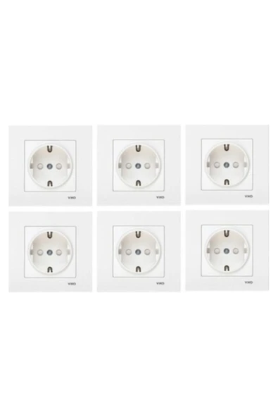 VİKO Karre Beyaz Topraklı Priz + Çerçeve Orjinal Kapalı Ambalaj ( 6 Ad Set ) ürün görseli 1
