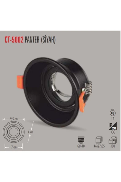 Cata Ct-5002 Panter Yuvarlak Siyah Spot(ampulsuz) ürün görseli 1