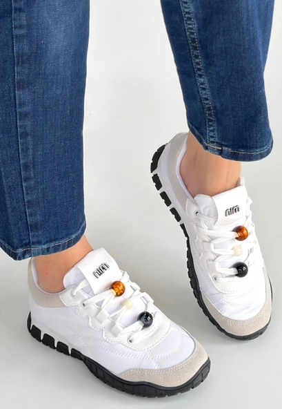 Tues Beyaz Nubuk Bağcıklı Spor Ayakkabı ürün görseli 1