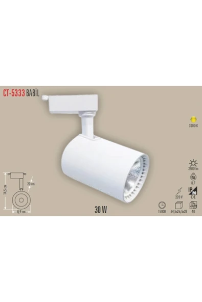Cata BABİL 30W RAY SPOT BEYAZ 3200K GÜNIŞIĞI ürün görseli 1