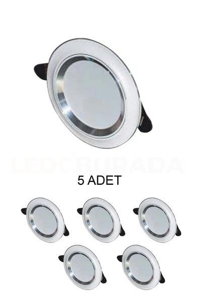 Cata Ct-5257 Zebra Led Spot Beyaz-krom 6w 3 Renk - 5’li Paket ürün görseli 1