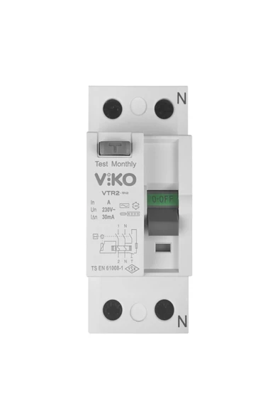 VİKO 2x40 Amper 30 ma Kaçak Akım Rölesi Vtr2 4030 ürün görseli 1