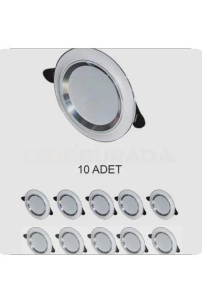 Cata 10 ADET 6 W Sıva Altı Cob Led Beyaz-krom Kasa Spot Gömme Tavan Armatürü 3 Renk Ct-5257 (10 ADET) ürün görseli 1
