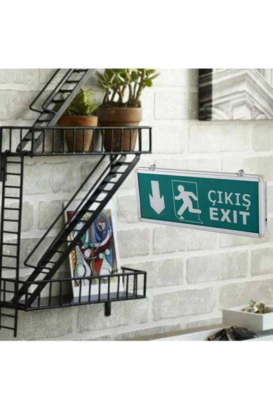 Cata Ct-9167 Aşağı Çıkış Exit Levhası Şarjlı Ledli - Resim 2