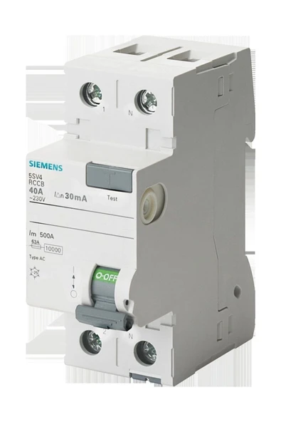 Siemens 5sv4314-0 40a 30ma 230v (faz+nötr) Kaçak Akım Koruma Rölesi ürün görseli 1