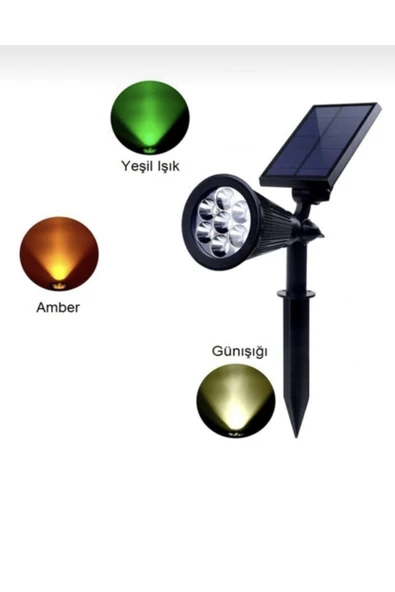 Pratik Elektromarket 7 Watt Solar (GÜNEŞ ENERJİLİ) Amber (turuncu )ışık Bahçe Aydınlatması ürün görseli 1