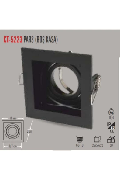 Cata Ct-5223 Pars Kare Siyah Spot(Boş Kasa) ürün görseli 1