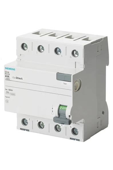 Siemens Yangın Korumalı Trifaze Kaçak Akım Rolesi 4x25 Amper 300ma ürün görseli 1