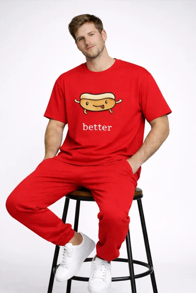 Better Together Baskılı Sevgili Kombini Eğlenceli Romantik Çift Tişört Oversize Unisex Çift Kombin ürün görseli 1