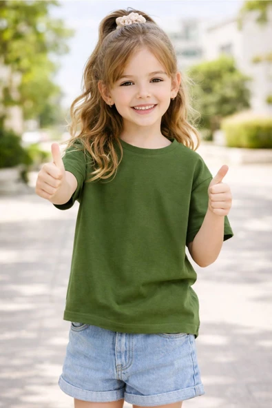 Unisex Basic Kısa Kollu Çocuk T-Shirt - Resim 3