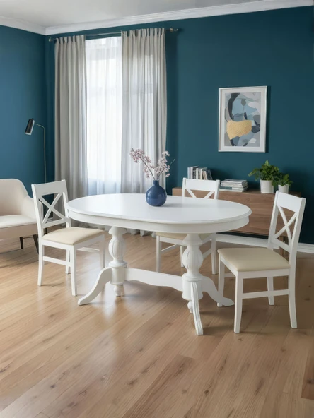 Montclair Çift Baba Ayaklı Masif Ahşap Oval Yemek Masası 100x170 ürün görseli 1