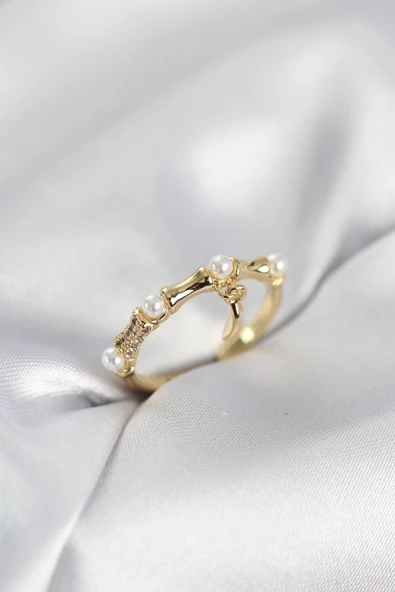 Gold Renk Sallantılı Kemik Model Kadın Yüzük TJ-BYK4115 ürün görseli 1