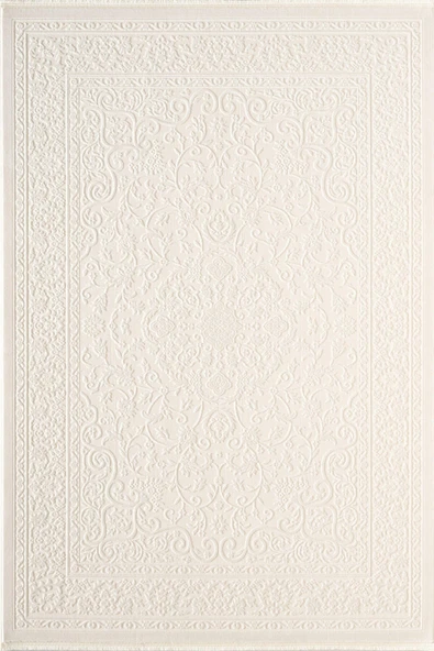 İdol IO004W Beyaz Halı Klasik Desen Akrilik Yumuşak Dokulu Pamuk Taban Tozu Az Salon Oturma Odası 160 X 230 BEYAZ ürün görseli 1