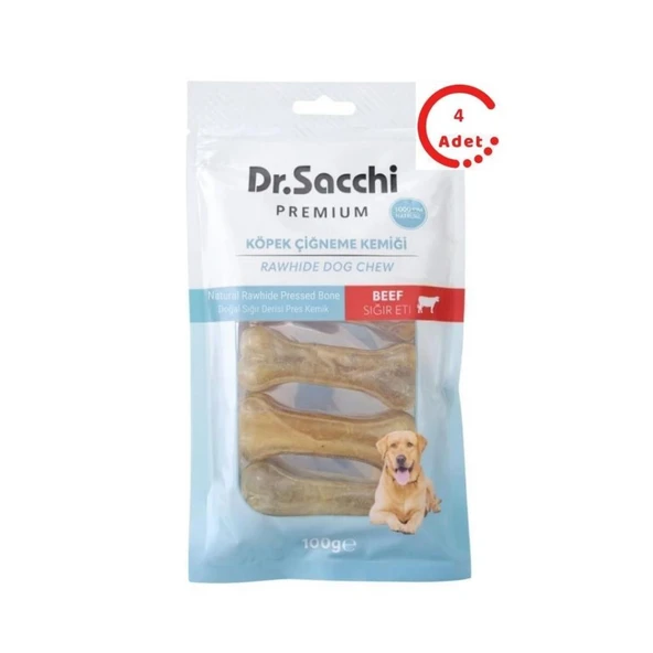 Dr.Sacchi Sığır Derisi Press Kemik Köpek Ödülü 5'li 100 Gr x 4 Adet ürün görseli 1