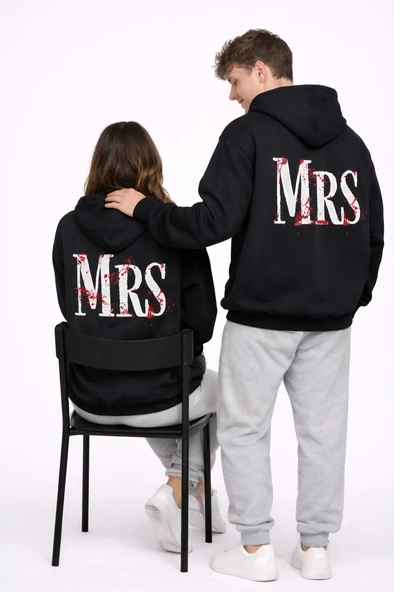 Sevgili Kombini Oversize Hoodie Seti Siyah MR Erkek Çift Hoodie 14 Şubat Sevgililer Günü Özel ürün görseli 1