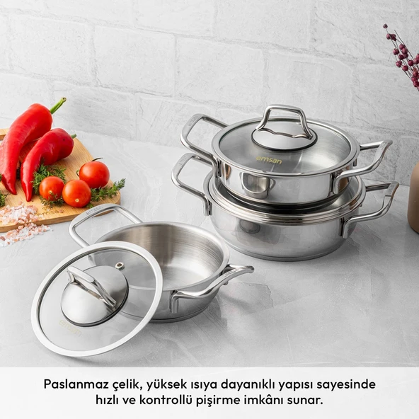 Emsan Demre 6 Parça Çelik Sahan Set - Resim 2