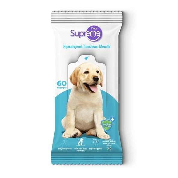 Supreme Dog Hipoalerjenik Evcil Hayvan Temizleme Mendili (60'lı) ürün görseli 1
