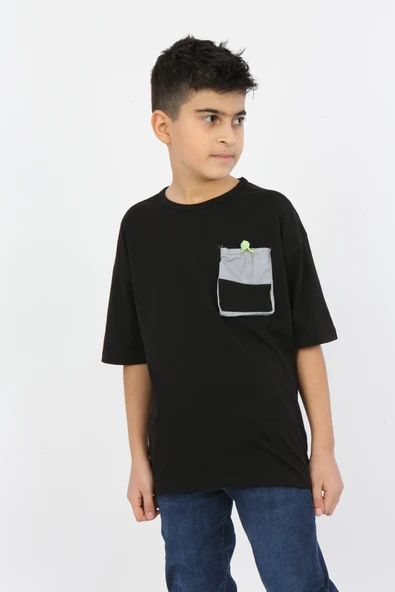 Toontoy Erkek Çocuk Baskılı Bisiklet Yaka Kısa Kollu Tek Cepli Tişört ürün görseli 1