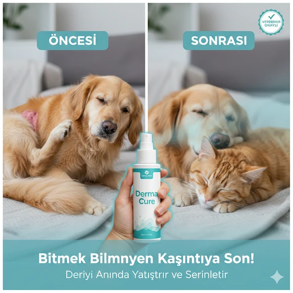 YNC Derma Cure Kedi ve Köpek Deri Bakım Solüsyonu 50 ml (Orijinal) Kaşıntı, Mantar ve Egzama Giderici ürün görseli 1