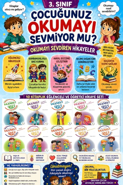 3.Sınıf Okumayı Sevdiren 10 lu Hikaye Seti - 8 (48 sayfa) ürün görseli 1