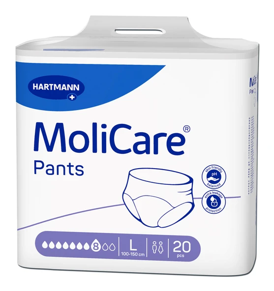 MOLİCARE 8 DAMLA 1936 GR EMİŞ KAPASİTELİ KÜLOT BEZ MOR LARGE 20 Lİ*4 PAKET ürün görseli 1