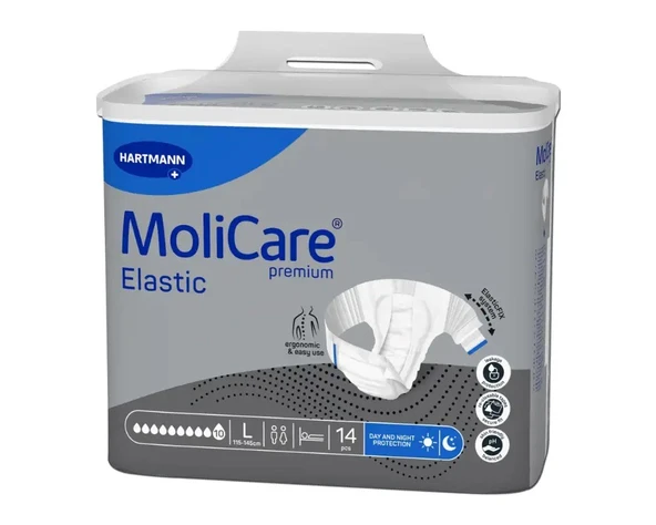 MOLİCARE 10 DAMLA BELBANTLI HASTA BEZİ LARGE BÜYÜK BOY 14 ADET ürün görseli 1