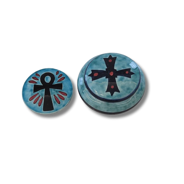 Ankh Sembollü Magnet ve Haçlı Çini Kutu - Resim 2