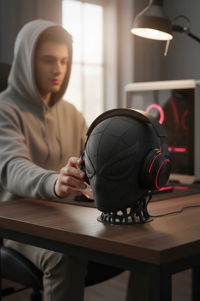 Spiderman Figürlü Kulaklık Standı - Resim 7