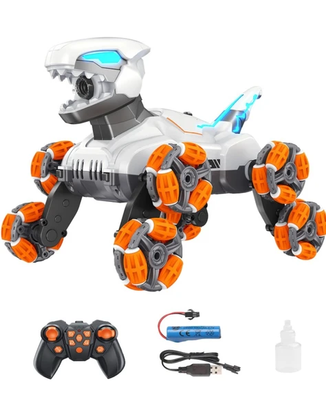Uzaktan Kumandalı Full Fonksiyon 8 Teker Buharlı 2.4G Şarjlı Dinozor Araba Robot ürün görseli 1