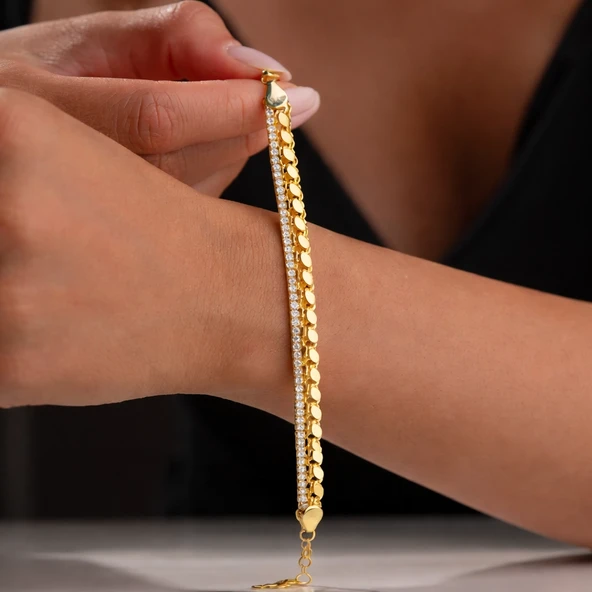 Gümüş Gold Pullu Su Yolu Kadın Bileklik ürün görseli 1