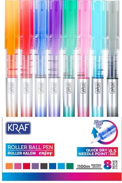 Kraf Roller Kalem Enjoy Iğne Uç 0.5mm 299 8 Renk Set ürün görseli 1