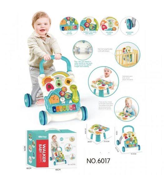 Piyanolu 4in1 Bebek Yürüteci (Turkuaz Renk) ürün görseli 1
