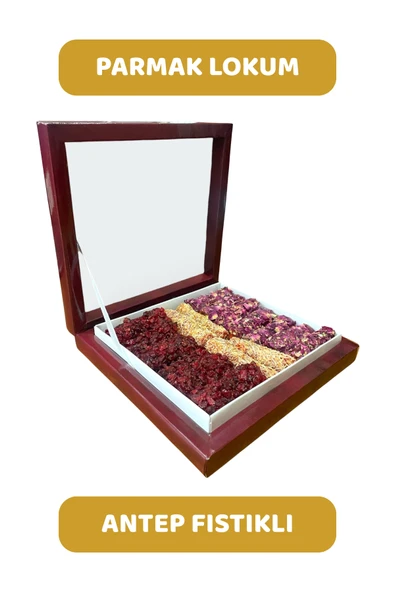Karışık Antep Fıstıklı Parmak Lokum (Zereşk Üzümlü, Kadayıflı, Gül Yapraklı, Narlı, Güllü) 400 Gr ürün görseli 1