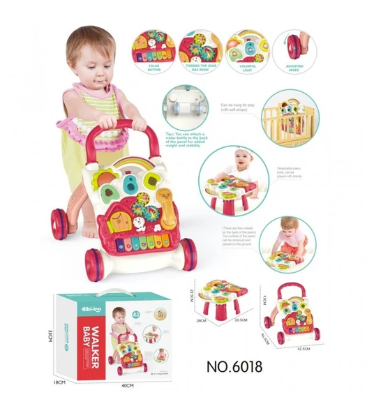 Piyanolu 4in1 Bebek Yürüteci (Pembe Renk) ürün görseli 1