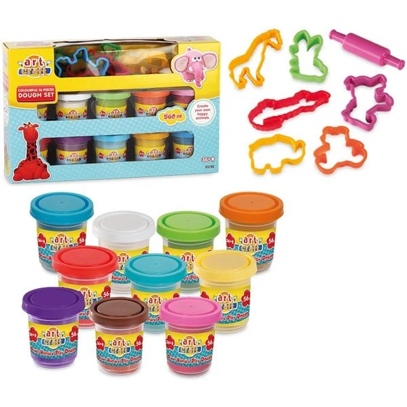 03290 Art Craft 16 parça HAMUR SETİ-RENGARENK / 560 gr ürün görseli 1