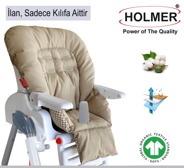 Holmer Leke Tutmaz Organik Mama Sandalyesi Minderi & Kılıfı Max-M Bej ürün görseli 1
