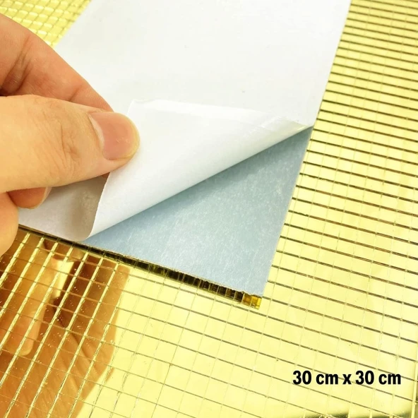 Kendinden Yapışkanlı Aynalı Kare Gold Sticker 30x30 Cm ürün görseli 1