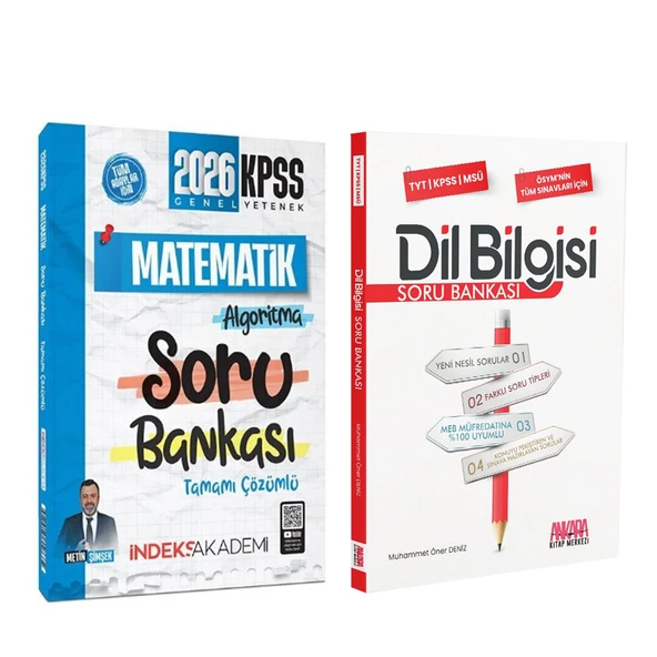 İndeks Akademi 2026 KPSS Matematik ve AKM Kitap Dil Bilgisi Soru Bankası Seti 2 Kitap ürün görseli 1